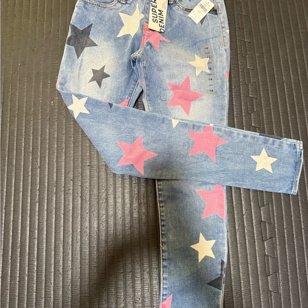 Superdry Pink and Black Star Skinny Jeans